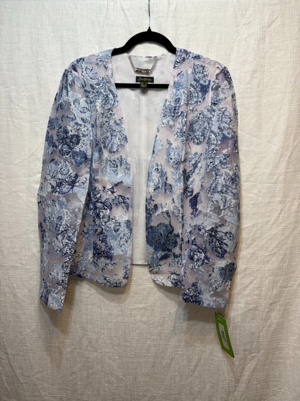 NWT Cartise Blue Floral Paisley Open Front Blazer Jacket Size 10